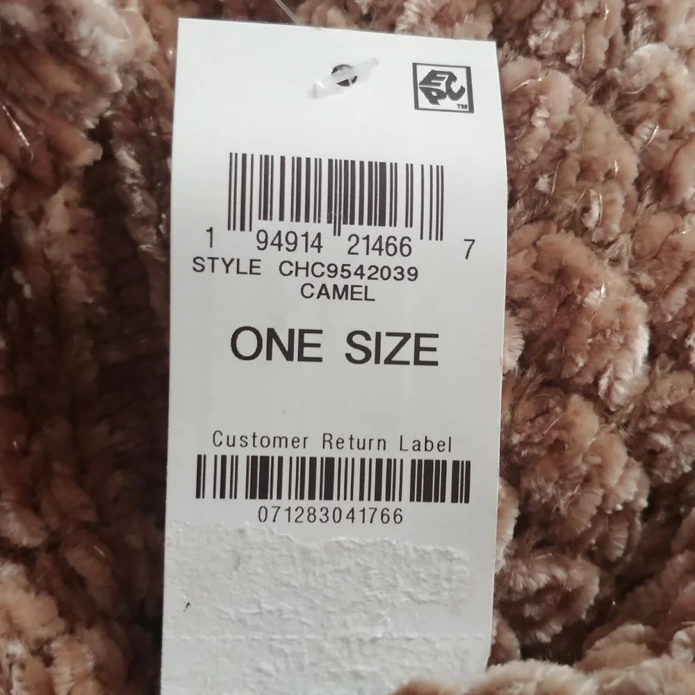 Charter Club Chenille Muffler Camel Scarf One Size, NWT